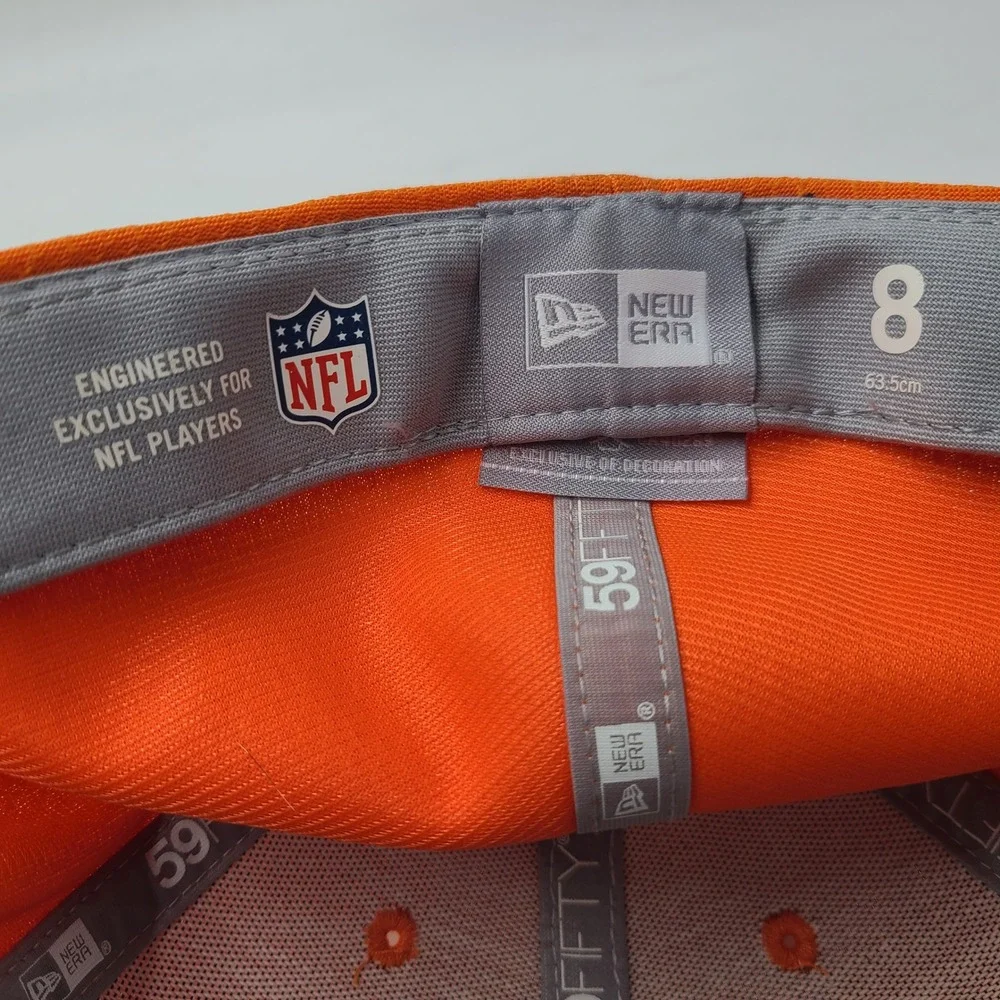 Denver Broncos Hat Fitted 8 New Era 59Fifty Orange Blue NFL Football Logo‎ Men